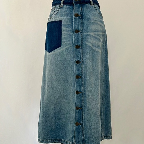 MUNTHE Mid Length Jean Skirt-Button Front Sz 38 (US 8)-Like NEW - Picture 2 of 14